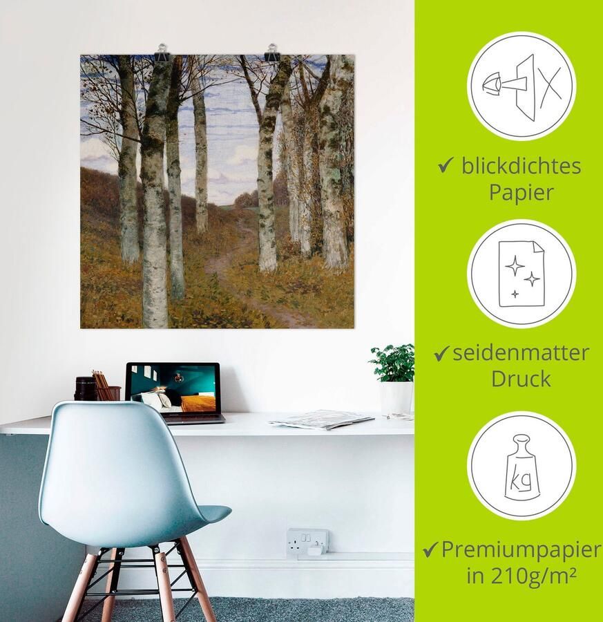 Artland Artprint Berken in de herfst. Ca. 1898 als artprint van aluminium artprint op linnen muursticker of poster in verschillende maten - Foto 2
