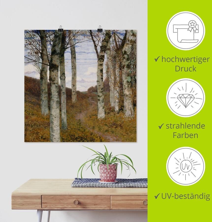 Artland Artprint Berken in de herfst. Ca. 1898 als artprint van aluminium artprint op linnen muursticker of poster in verschillende maten - Foto 3