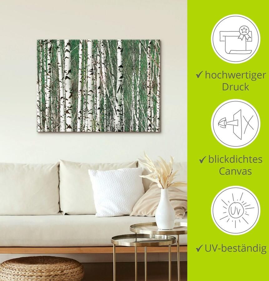 Artland Artprint Berkenbos bomen als artprint op linnen muursticker in verschillende maten - Foto 3