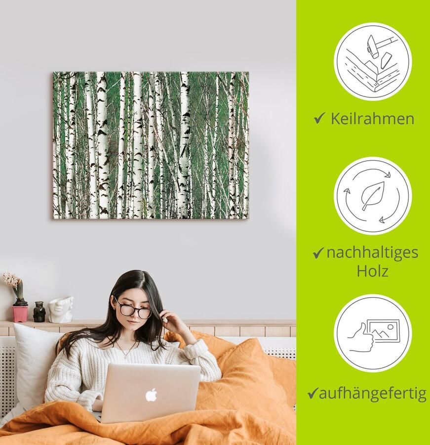 Artland Artprint Berkenbos bomen als artprint op linnen muursticker in verschillende maten - Foto 2