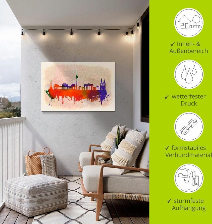 Artland Artprint Berlijn Duitsland Skyline als artprint van aluminium artprint op linnen muursticker of poster in verschillende maten - Foto 3