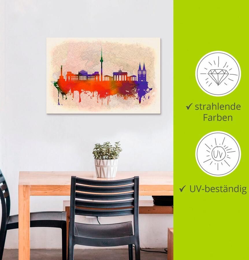 Artland Artprint Berlijn Duitsland Skyline als artprint van aluminium artprint op linnen muursticker of poster in verschillende maten - Foto 2