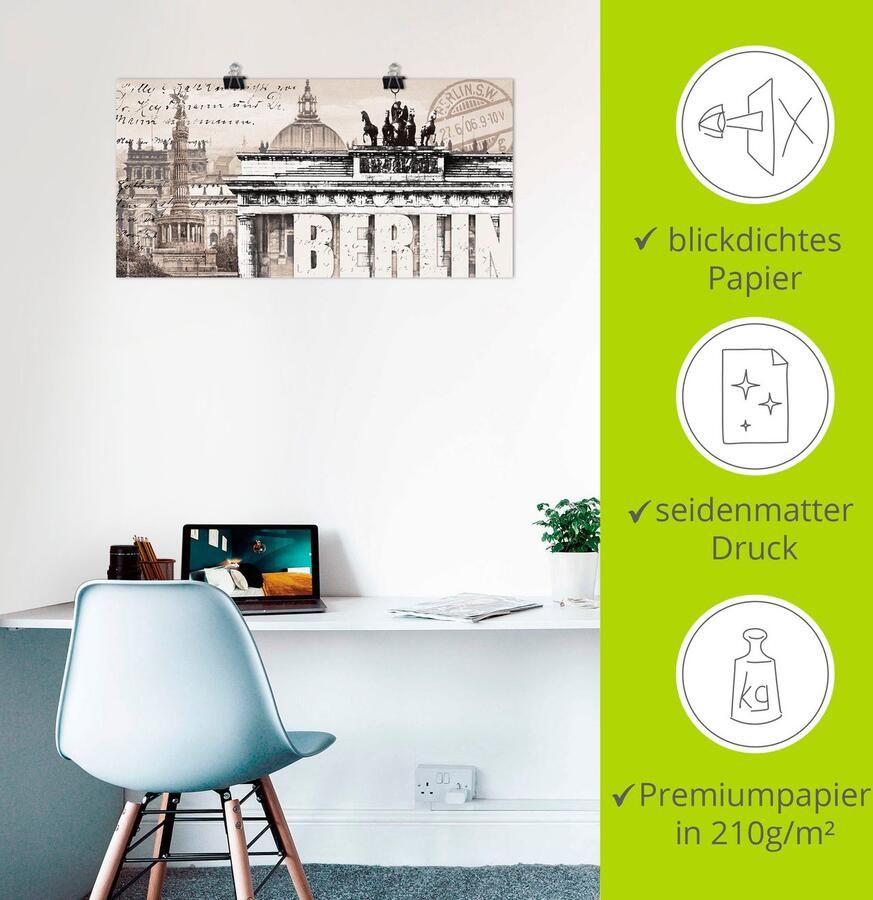 Artland Artprint Berlijn II als artprint op linnen poster muursticker in verschillende maten - Foto 2
