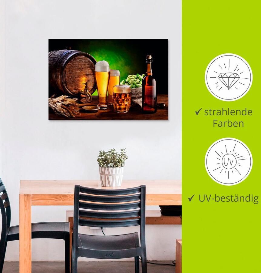 Artland Artprint Bier stilleven als artprint van aluminium artprint op linnen muursticker of poster in verschillende maten - Foto 3
