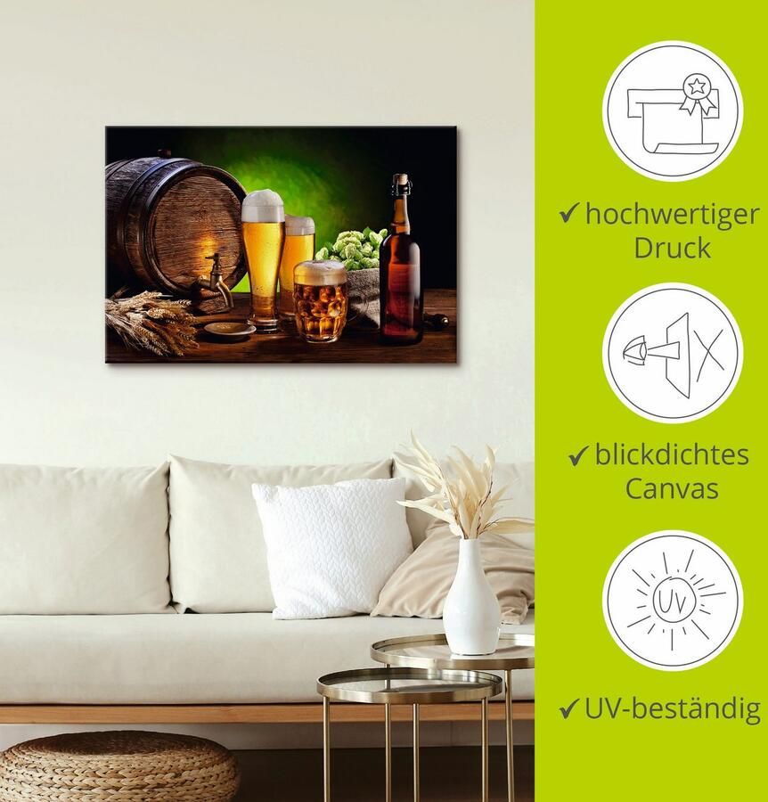 Artland Artprint Bier stilleven als artprint van aluminium artprint op linnen muursticker of poster in verschillende maten - Foto 3