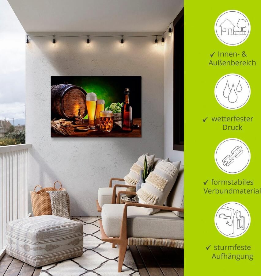 Artland Artprint Bier stilleven als artprint van aluminium artprint op linnen muursticker of poster in verschillende maten - Foto 4