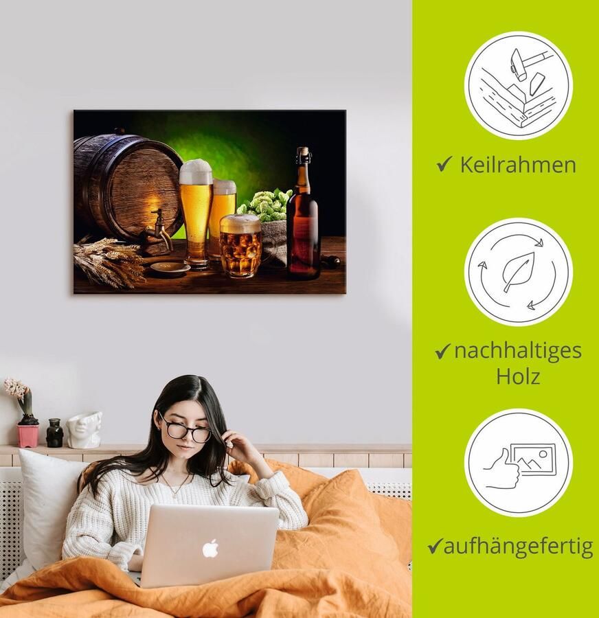 Artland Artprint Bier stilleven als artprint van aluminium artprint op linnen muursticker of poster in verschillende maten - Foto 2