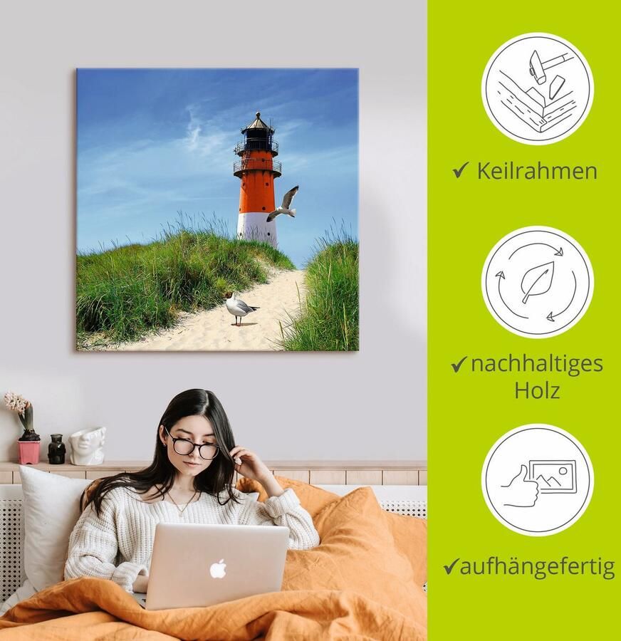 Artland Artprint Bij de vuurtoren als artprint op linnen muursticker in verschillende maten