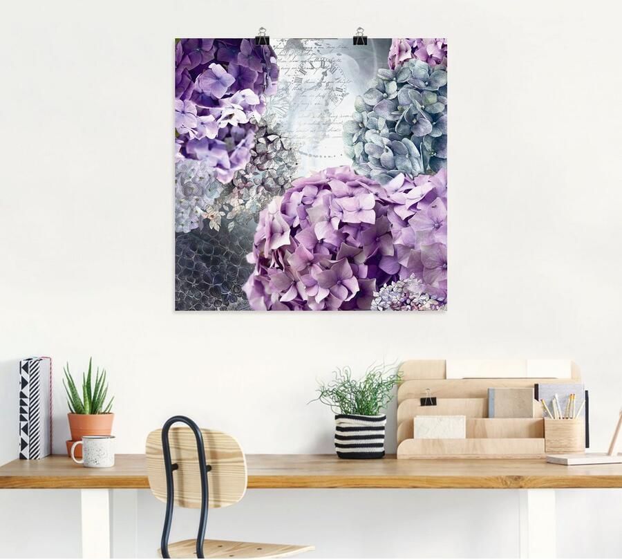 Artland Artprint Blauw en grijs hortensia als artprint van aluminium artprint voor buiten artprint op linnen poster in verschillende maten. maten - Foto 4
