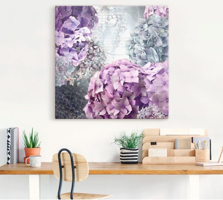 Artland Artprint Blauw en grijs hortensia als artprint van aluminium artprint voor buiten artprint op linnen poster in verschillende maten. maten - Foto 3