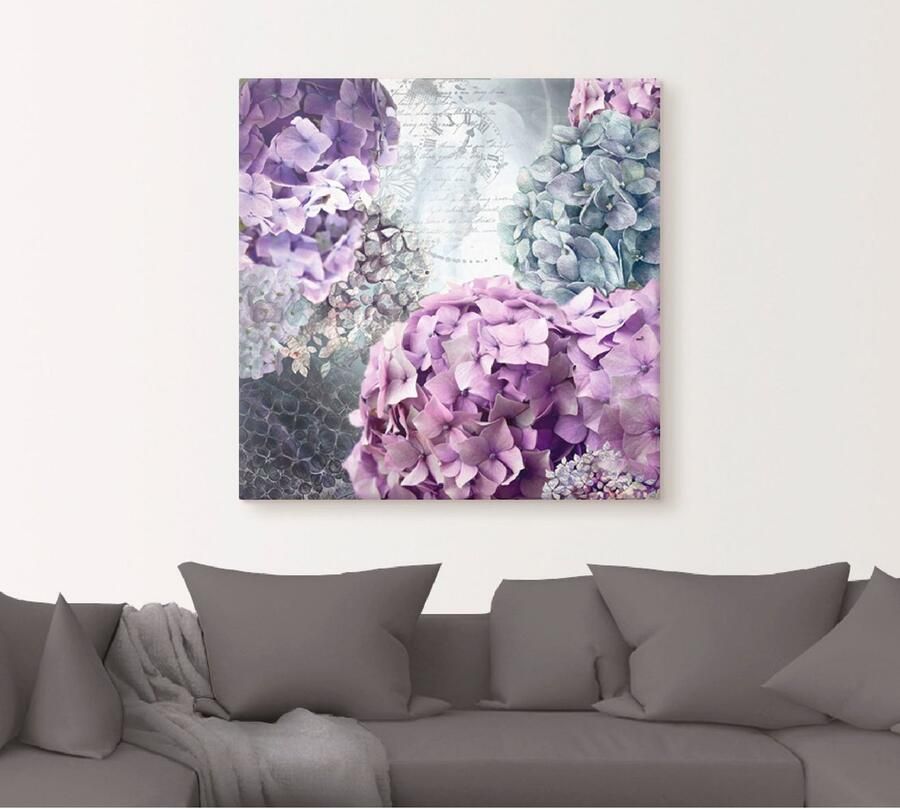 Artland Artprint Blauw en grijs hortensia als artprint van aluminium artprint voor buiten artprint op linnen poster in verschillende maten. maten - Foto 4