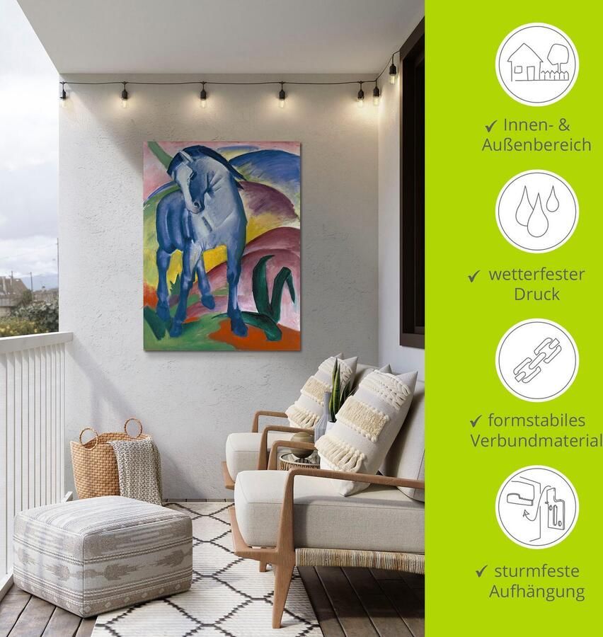 Artland Artprint Blauw paard I. 1911. als artprint van aluminium artprint voor buiten artprint op linnen poster muursticker - Foto 3