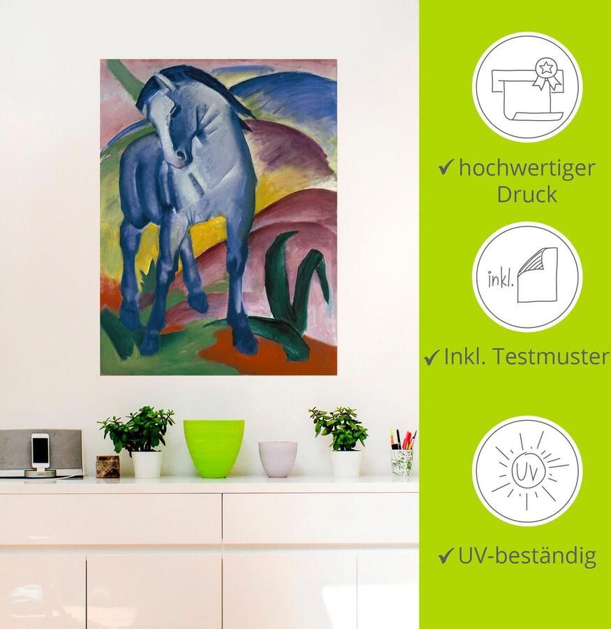 Artland Artprint Blauw paard I. 1911. als artprint van aluminium artprint voor buiten artprint op linnen poster muursticker - Foto 2