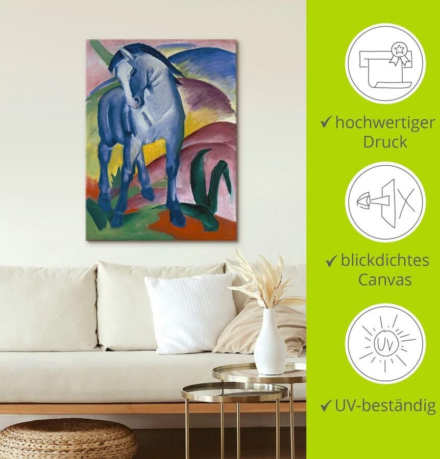Artland Artprint Blauw paard I. 1911. als artprint van aluminium artprint voor buiten artprint op linnen poster muursticker - Foto 3