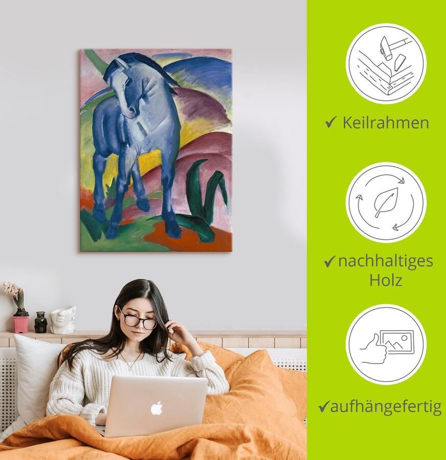 Artland Artprint Blauw paard I. 1911. als artprint van aluminium artprint voor buiten artprint op linnen poster muursticker - Foto 2