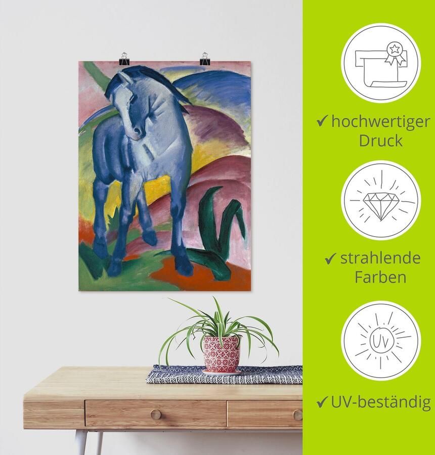 Artland Artprint Blauw paard I. 1911. als artprint van aluminium artprint voor buiten artprint op linnen poster muursticker - Foto 4