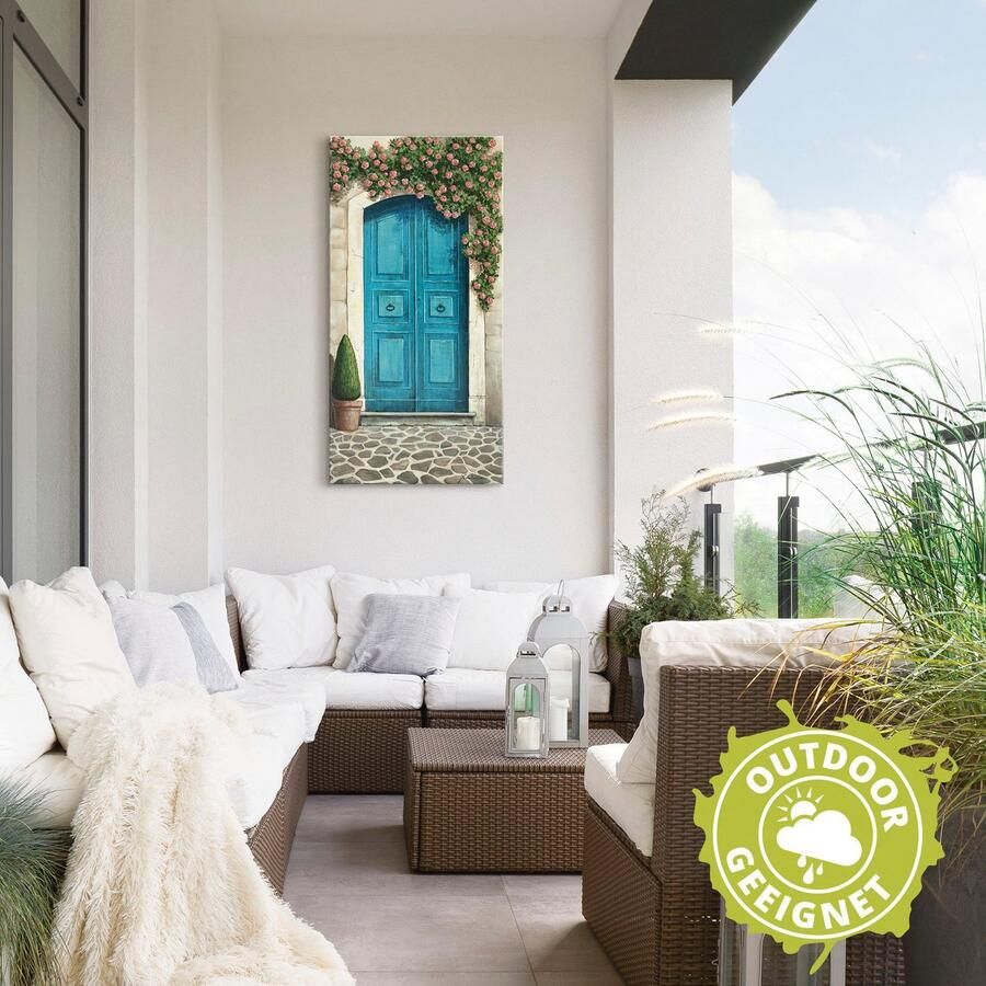 Artland Artprint Blauwe deur met klimrozen als artprint van aluminium artprint voor buiten artprint op linnen poster muursticker - Foto 2
