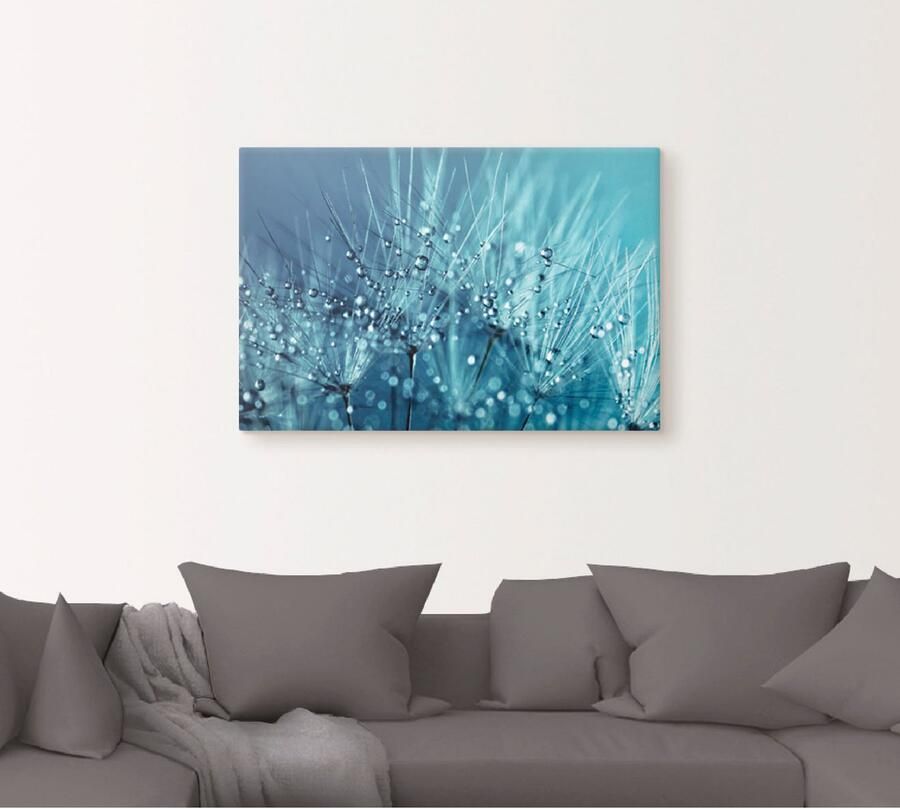 Artland Artprint Blauwe glinsterende pluizenbol als artprint op linnen poster in verschillende formaten maten - Foto 4