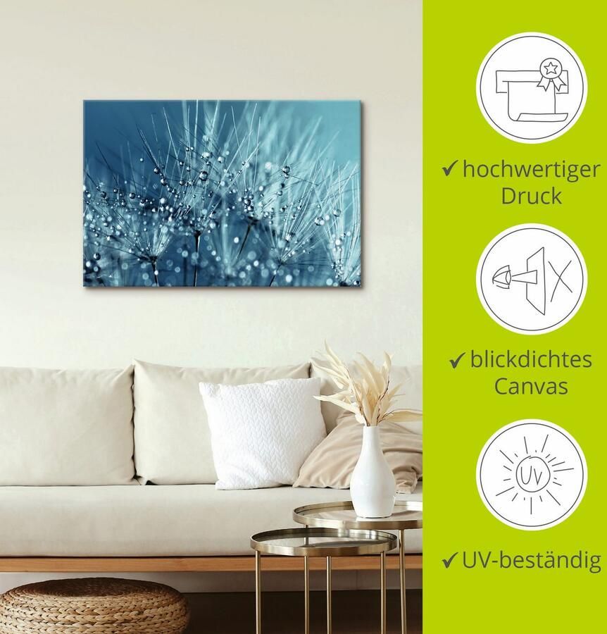 Artland Artprint Blauwe glinsterende pluizenbol als artprint op linnen poster in verschillende formaten maten - Foto 2