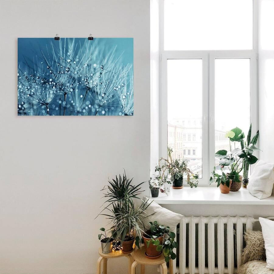 Artland Artprint Blauwe glinsterende pluizenbol als artprint op linnen poster in verschillende formaten maten - Foto 2