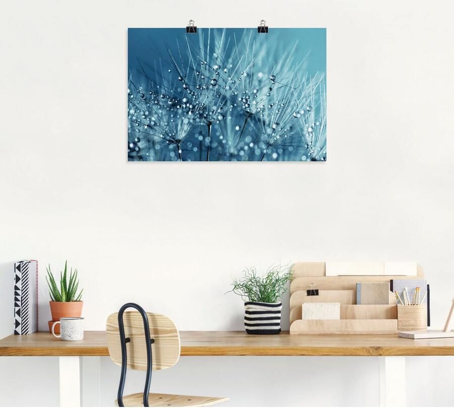 Artland Artprint Blauwe glinsterende pluizenbol als artprint op linnen poster in verschillende formaten maten - Foto 5