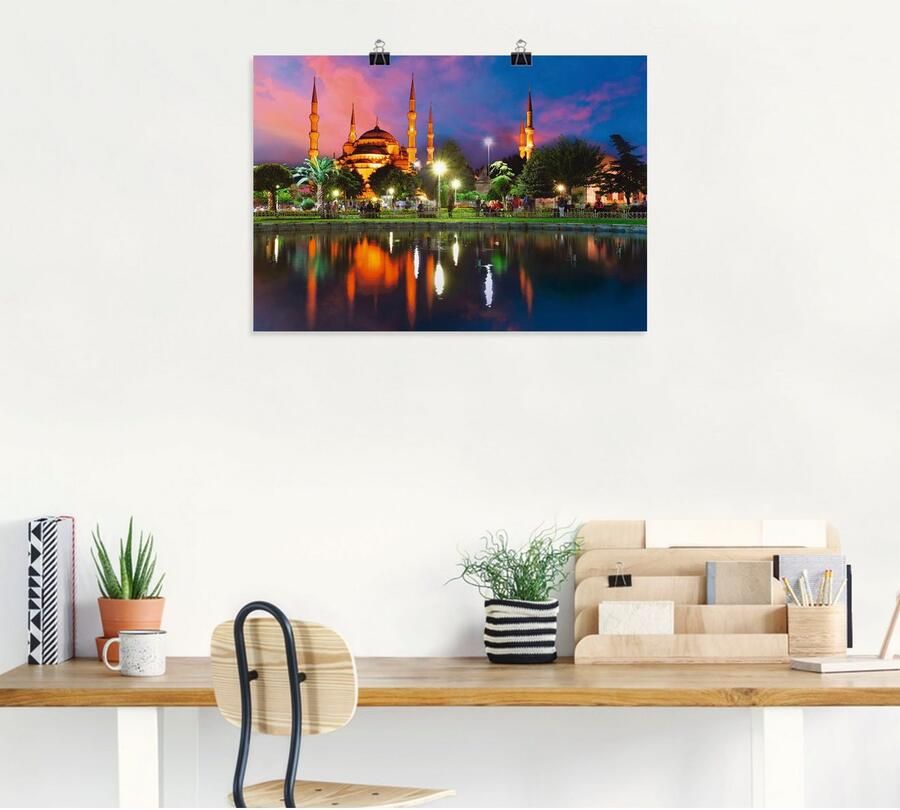 Artland Artprint Blauwe moskee in Istanbul Turkije als artprint op linnen poster in verschillende formaten maten - Foto 5