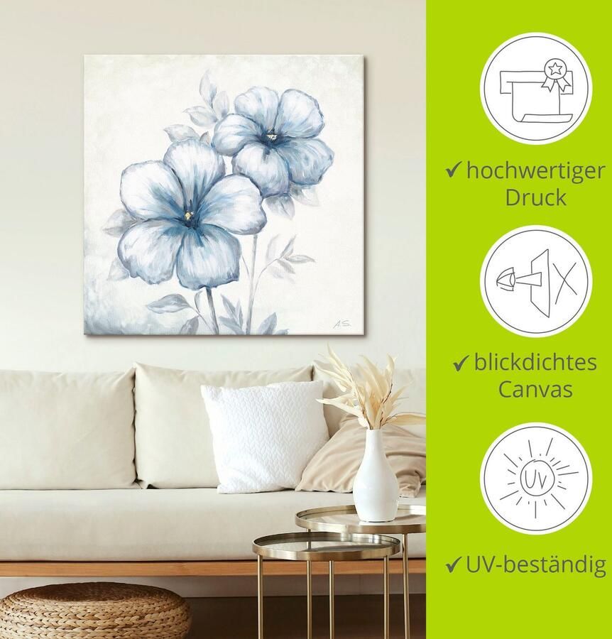 Artland Artprint Blauwe papaver als artprint op linnen poster muursticker in verschillende maten - Foto 4
