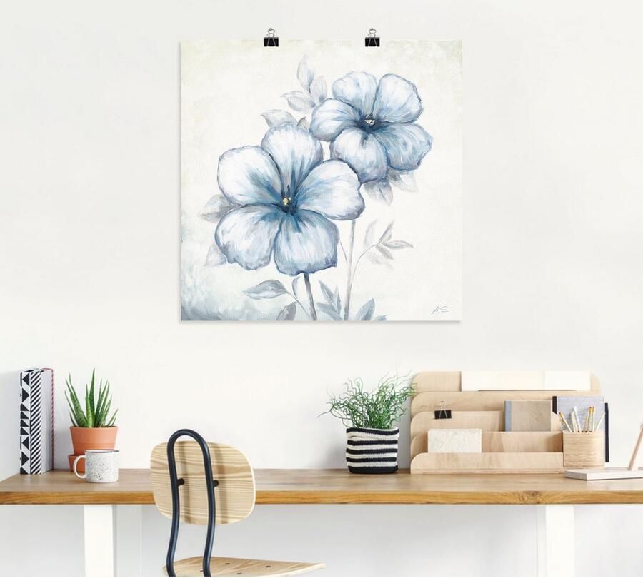 Artland Artprint Blauwe papaver als artprint op linnen poster muursticker in verschillende maten - Foto 6