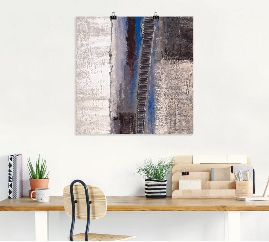 Artland Artprint Blauw zilverkleur Abstract I als artprint van aluminium artprint voor buiten artprint op linnen poster in verschillende maten. maten - Foto 4