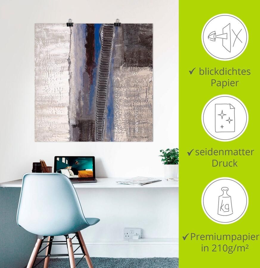 Artland Artprint Blauw zilverkleur Abstract I als artprint van aluminium artprint voor buiten artprint op linnen poster in verschillende maten. maten - Foto 2