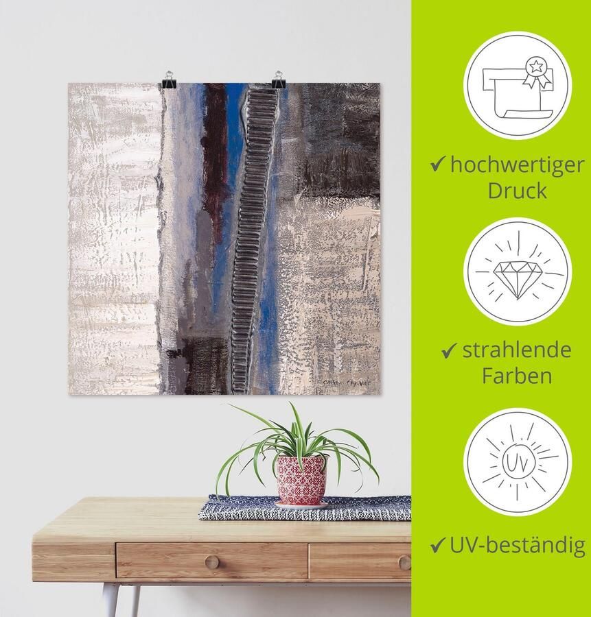 Artland Artprint Blauw zilverkleur Abstract I als artprint van aluminium artprint voor buiten artprint op linnen poster in verschillende maten. maten - Foto 3