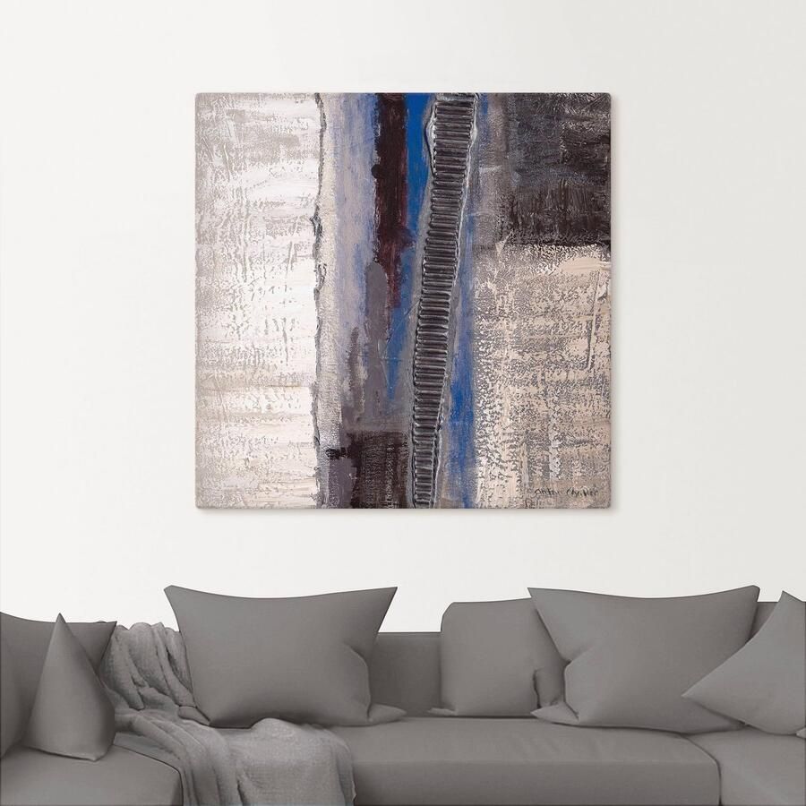 Artland Artprint Blauw zilverkleur Abstract I als artprint van aluminium artprint voor buiten artprint op linnen poster in verschillende maten. maten