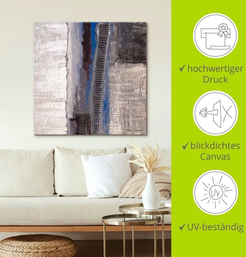 Artland Artprint Blauw zilverkleur Abstract I als artprint van aluminium artprint voor buiten artprint op linnen poster in verschillende maten. maten - Foto 3