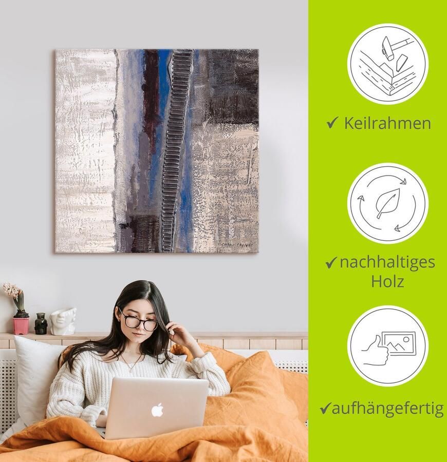 Artland Artprint Blauw zilverkleur Abstract I als artprint van aluminium artprint voor buiten artprint op linnen poster in verschillende maten. maten - Foto 2