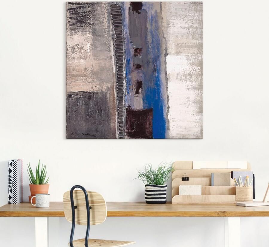 Artland Artprint Blauw zilverkleur Abstract II als artprint op linnen poster in verschillende formaten maten - Foto 4