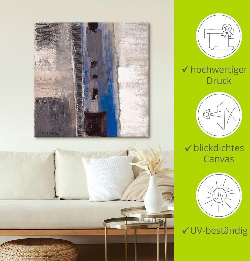 Artland Artprint Blauw zilverkleur Abstract II als artprint op linnen poster in verschillende formaten maten - Foto 3