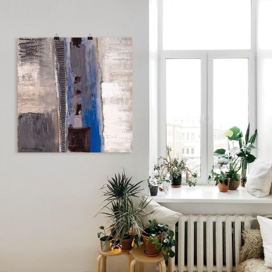 Artland Artprint Blauw zilverkleur Abstract II als artprint op linnen poster in verschillende formaten maten - Foto 3