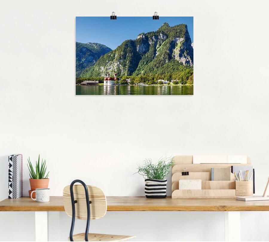 Artland Artprint Blik op de Königssee als artprint van aluminium artprint voor buiten artprint op linnen poster in verschillende maten. maten - Foto 4