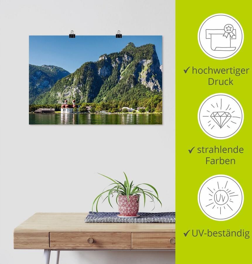 Artland Artprint Blik op de Königssee als artprint van aluminium artprint voor buiten artprint op linnen poster in verschillende maten. maten - Foto 3