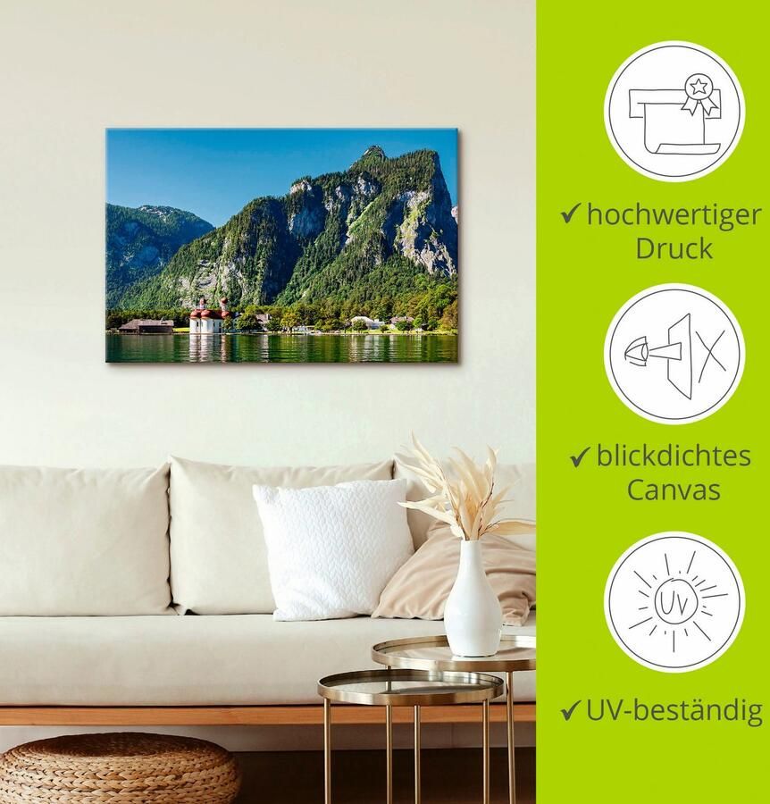 Artland Artprint Blik op de Königssee als artprint van aluminium artprint voor buiten artprint op linnen poster in verschillende maten. maten - Foto 3