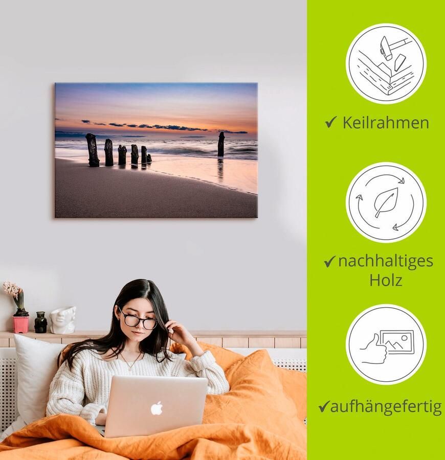 Artland Artprint Blik op de kust van de Oostzee als artprint van aluminium artprint op linnen muursticker verschillende maten