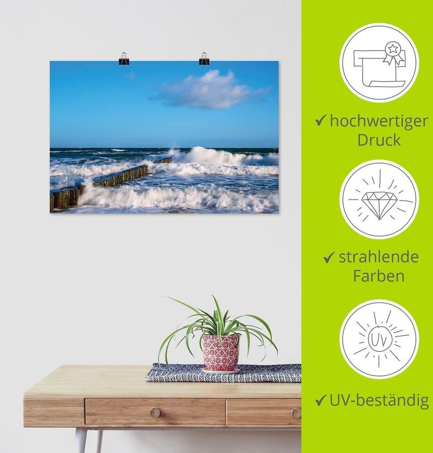 Artland Artprint Blik op de kust van de Oostzee II als artprint van aluminium artprint voor buiten artprint op linnen poster in verschillende maten. maten - Foto 4