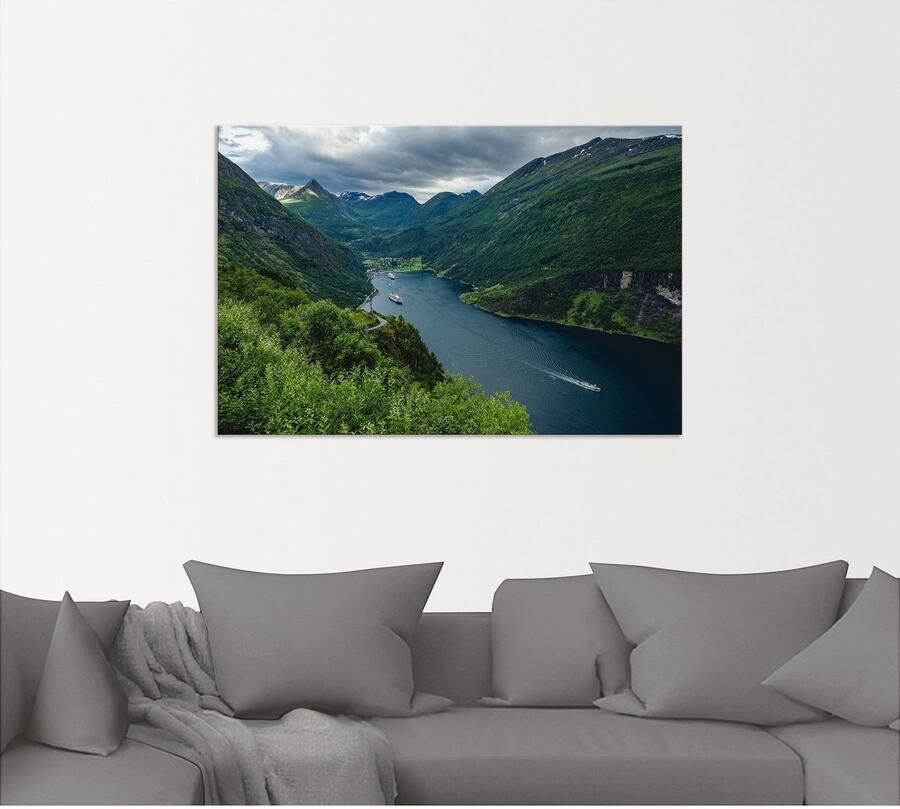 Artland Artprint Blik op het Geirangerfjord Noorwegen als artprint van aluminium artprint voor buiten artprint op linnen poster in verschillende maten. maten - Foto 5