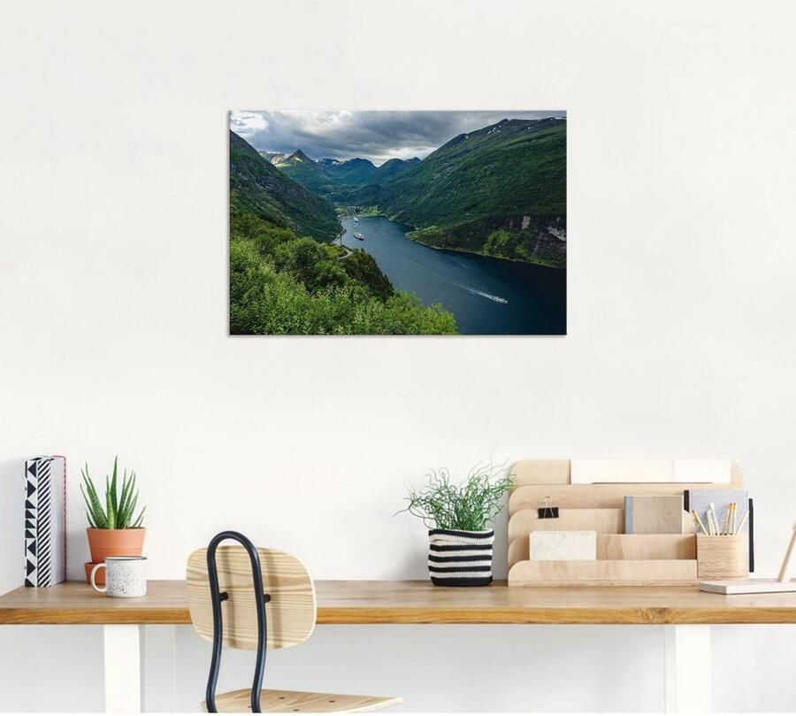 Artland Artprint Blik op het Geirangerfjord Noorwegen als artprint van aluminium artprint voor buiten artprint op linnen poster in verschillende maten. maten - Foto 5