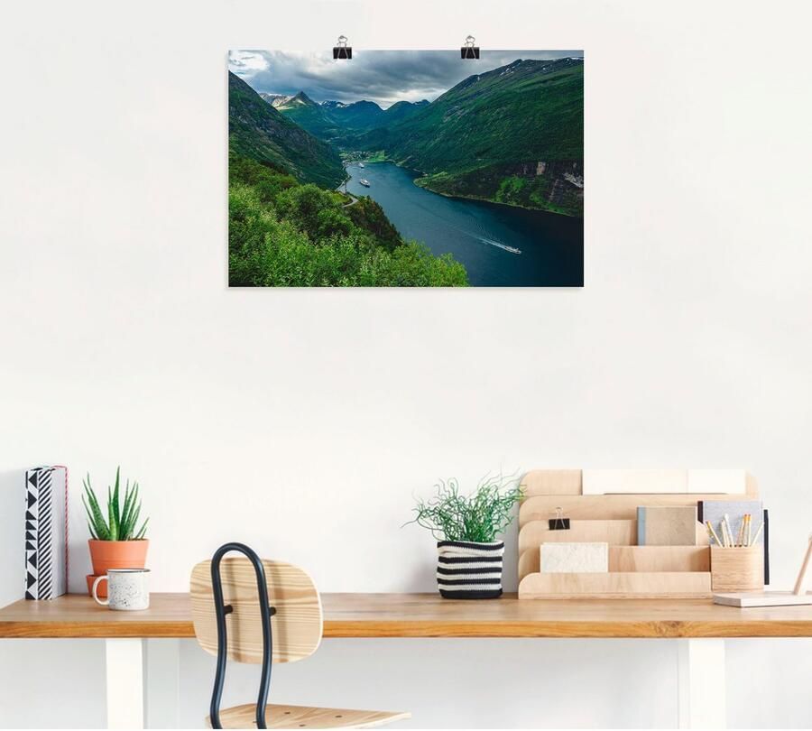Artland Artprint Blik op het Geirangerfjord Noorwegen als artprint van aluminium artprint voor buiten artprint op linnen poster in verschillende maten. maten - Foto 4