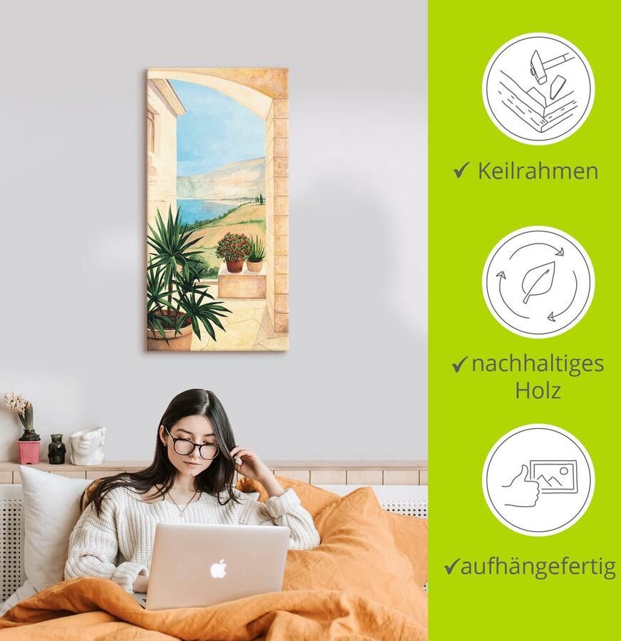 Artland Artprint Blik op Toscaans landschap als artprint van aluminium artprint voor buiten artprint op linnen poster muursticker - Foto 3