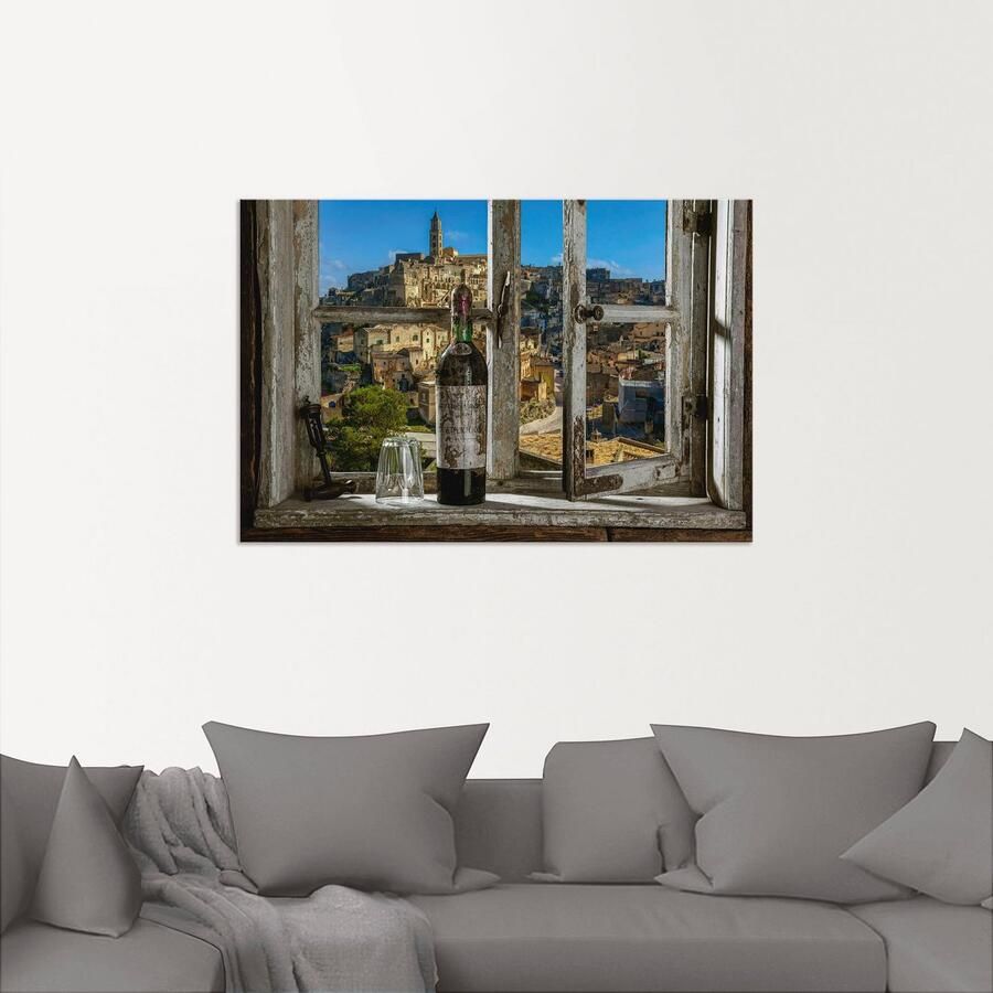 Artland Artprint Blik uit het raam Matera Italië als artprint van aluminium artprint voor buiten artprint op linnen poster muursticker