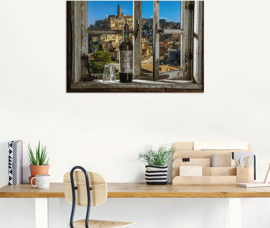 Artland Artprint Blik uit het raam Matera Italië als artprint van aluminium artprint voor buiten artprint op linnen poster muursticker - Foto 6