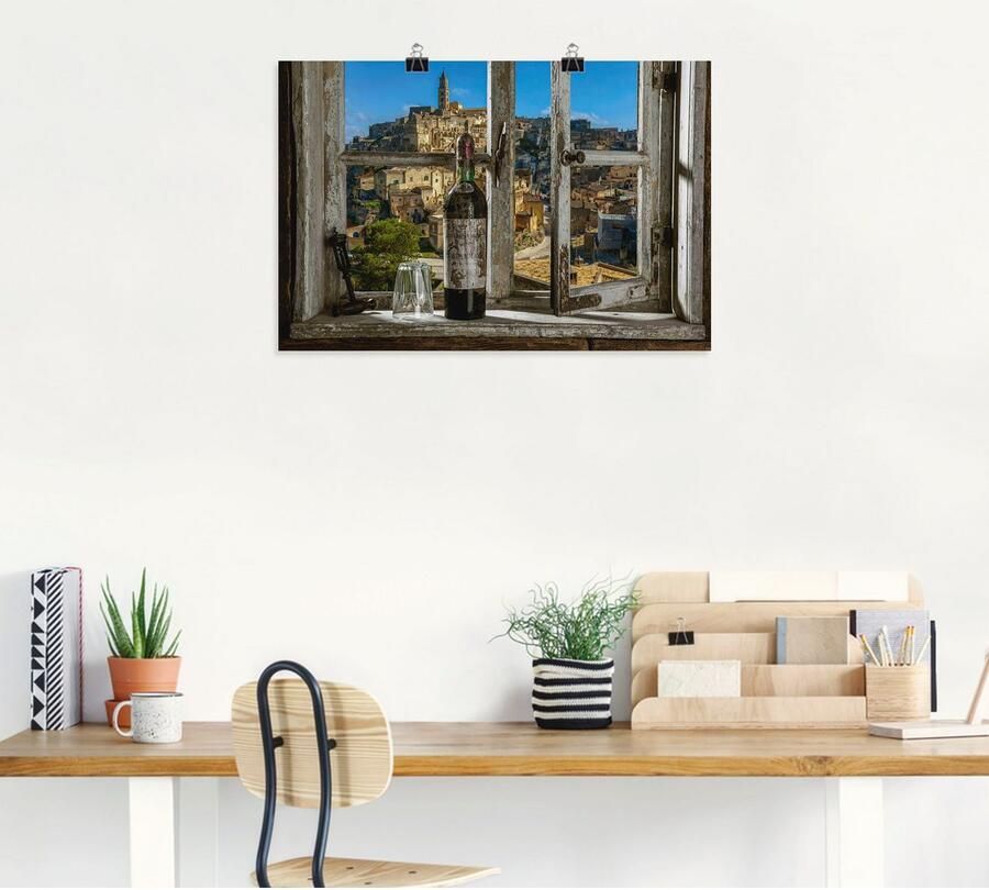Artland Artprint Blik uit het raam Matera Italië als artprint van aluminium artprint voor buiten artprint op linnen poster muursticker - Foto 5