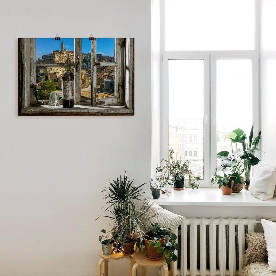 Artland Artprint Blik uit het raam Matera Italië als artprint van aluminium artprint voor buiten artprint op linnen poster muursticker - Foto 2